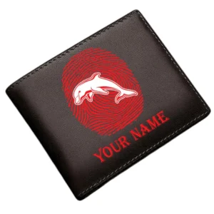 Redcliffe Dolphins Horizontal Leather Wallet, All Over Print Horizontal Leather Wallet  Redcliffe Dolphins DNRL1136262033 - Brown