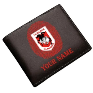St George Illawarra Dragons Horizontal Leather Wallet, All Over Print Horizontal Leather Wallet  St George Illawarra Dragons DNRL1136262038 - Brown