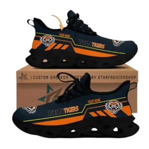 Wests Tigers Max Soul Shoes, All Over Print Max Soul Shoes Wests Tigers DNRL1196272040 - Black