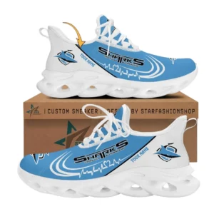 Cronulla Sharks Max Soul Shoes, All Over Print Max Soul Shoes Cronulla Sharks DNRL1202762034 - White