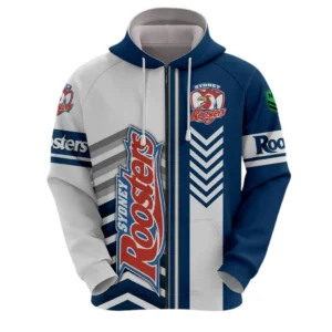 Sydney Roosters Zipper Hoodie, All Over Print Zipper Hoodie Sydney Roosters DNRL1246282027