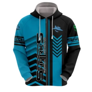 Cronulla Sharks Zipper Hoodie, All Over Print Zipper Hoodie Cronulla Sharks DNRL1246282036
