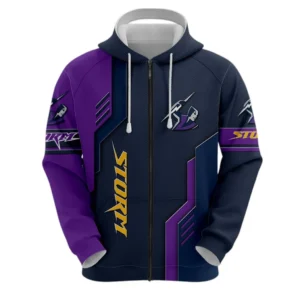 Melbourne Storm Zipper Hoodie, All Over Print Zipper Hoodie Melbourne Storm DNRL1256282032