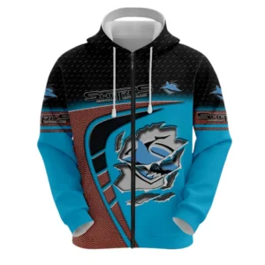 Cronulla Sharks Zipper Hoodie, All Over Print Zipper Hoodie Cronulla Sharks DNRL1266282026
