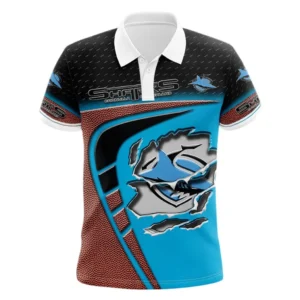 Cronulla Sharks Polo Shirt, All Over Print Polo Shirt Cronulla Sharks DNRL1266282026