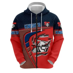 Newcastle Knights Zipper Hoodie, All Over Print Zipper Hoodie Newcastle Knights DNRL1266282028