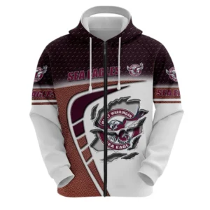 Manly Warringah Sea Eagles Zipper Hoodie, All Over Print Zipper Hoodie Manly Warringah Sea Eagles DNRL1266282031
