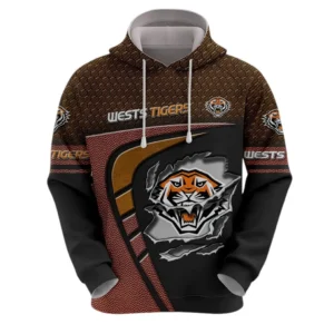 Wests Tigers Hoodie, All Over Print Hoodie Wests Tigers DNRL1266282033