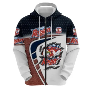 Sydney Roosters Zipper Hoodie, All Over Print Zipper Hoodie Sydney Roosters DNRL1266282035