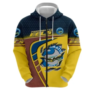 Parramatta Eels Zipper Hoodie, All Over Print Zipper Hoodie Parramatta Eels DNRL1266282036