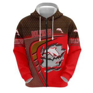Redcliffe Dolphins Zipper Hoodie, All Over Print Zipper Hoodie Redcliffe Dolphins DNRL1266282040