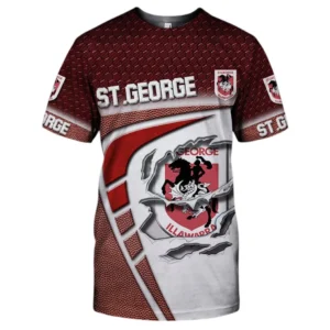 St George Illawarra Dragons T-Shirt, All Over Print T-Shirt St George Illawarra Dragons DNRL1266282041