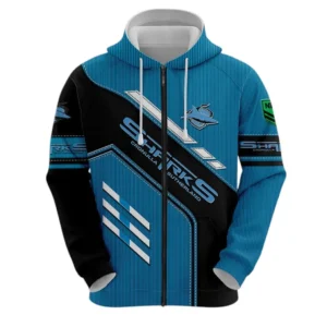 Cronulla Sharks Zipper Hoodie, All Over Print Zipper Hoodie Cronulla Sharks DNRL1286302033