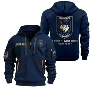 ST. George Illawarra Dragons Hoodie Half Zipper, All Over Print Hoodie Half Zipper ST. George Illawarra Dragons DNRL1316302026 - Navy