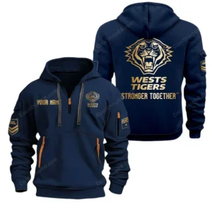 Wests Tigers Hoodie Half Zipper, All Over Print Hoodie Half Zipper Wests Tigers DNRL1316302027 - Navy