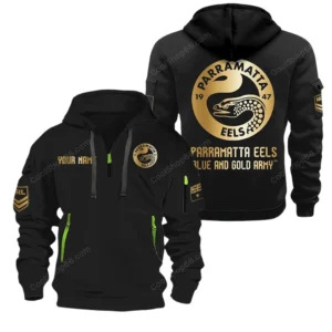 Parramatta Eels Hoodie Half Zipper, All Over Print Hoodie Half Zipper Parramatta Eels DNRL1316302030 - Black