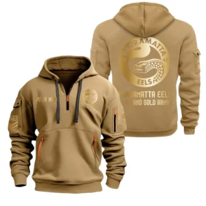 Parramatta Eels Hoodie Half Zipper, All Over Print Hoodie Half Zipper Parramatta Eels DNRL1316302030 - Khaki