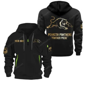 Penrith Panthers Hoodie Half Zipper, All Over Print Hoodie Half Zipper Penrith Panthers DNRL1316302032 - Black