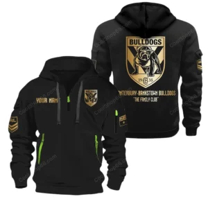 Canterbury Bankstown Bulldogs Hoodie Half Zipper, All Over Print Hoodie Half Zipper Canterbury Bankstown Bulldogs DNRL1316302034 - Black