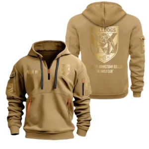Canterbury Bankstown Bulldogs Hoodie Half Zipper, All Over Print Hoodie Half Zipper Canterbury Bankstown Bulldogs DNRL1316302034 - Khaki