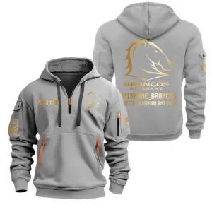 Brisbane Broncos Hoodie Half Zipper, All Over Print Hoodie Half Zipper Brisbane Broncos DNRL1316302035 - Grey