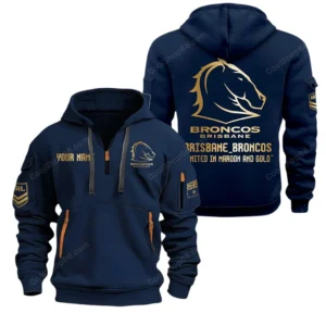 Brisbane Broncos Hoodie Half Zipper, All Over Print Hoodie Half Zipper Brisbane Broncos DNRL1316302035 - Navy