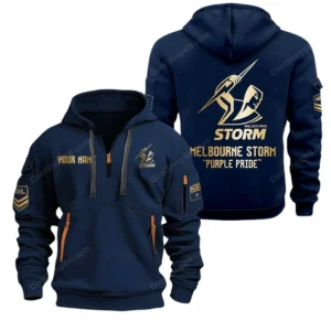 Melbourne Storm Hoodie Half Zipper, All Over Print Hoodie Half Zipper Melbourne Storm DNRL1316302037 - Navy