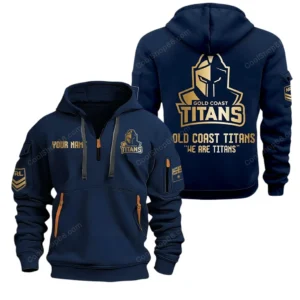 Gold Coast Titans Hoodie Half Zipper, All Over Print Hoodie Half Zipper Gold Coast Titans DNRL1316302038 - Navy