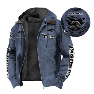 Penrith Panthers Hooded And Flannel Hoodie, All Over Print Hooded And Flannel Hoodie Penrith Panthers DNRL1346302025 - Navy blue