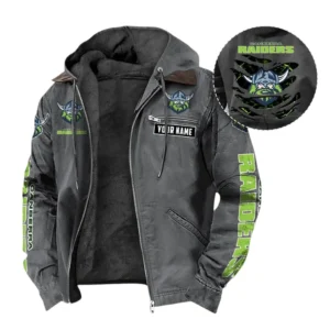 Canberra Raiders Hooded And Flannel Hoodie, All Over Print Hooded And Flannel Hoodie Canberra Raiders DNRL1346302026 - Gray
