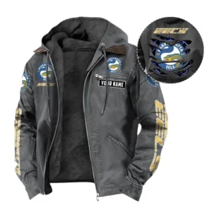 Parramatta Eels Hooded And Flannel Hoodie, All Over Print Hooded And Flannel Hoodie Parramatta Eels DNRL1346302027 - Gray