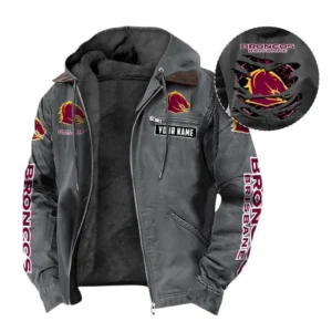 Brisbane Broncos Hooded And Flannel Hoodie, All Over Print Hooded And Flannel Hoodie Brisbane Broncos DNRL1346302030 - Gray