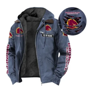 Brisbane Broncos Hooded And Flannel Hoodie, All Over Print Hooded And Flannel Hoodie Brisbane Broncos DNRL1346302030 - Navy blue