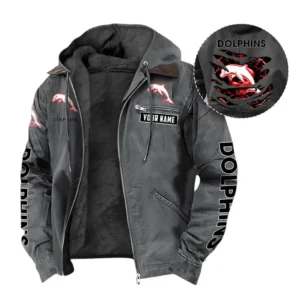 Redcliffe Dolphins Hooded And Flannel Hoodie, All Over Print Hooded And Flannel Hoodie Redcliffe Dolphins DNRL1346302037 - Gray