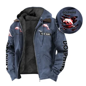 Redcliffe Dolphins Hooded And Flannel Hoodie, All Over Print Hooded And Flannel Hoodie Redcliffe Dolphins DNRL1346302037 - Navy blue