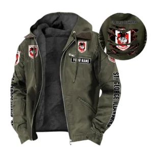 St. George Illawarra Dragons Hooded And Flannel Hoodie, All Over Print Hooded And Flannel Hoodie St. George Illawarra Dragons DNRL1346302039 - Green