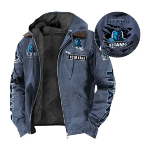 Gold Coast Titans Hooded And Flannel Hoodie, All Over Print Hooded And Flannel Hoodie Gold Coast Titans DNRL1346302041 - Navy blue