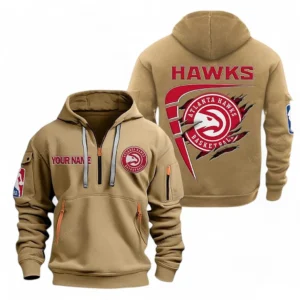 Atlanta Hawks NBA Hoodie Half Zipper NBA07010224888, Gift For Fan Atlanta Hawks - Khaki