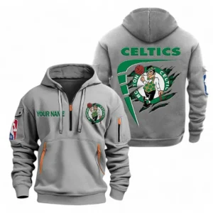 Boston Celtics NBA Hoodie Half Zipper NBA07010224889, Gift For Fan Boston Celtics - Gray
