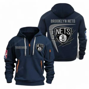 Brooklyn Nets NBA Hoodie Half Zipper NBA07010224890, Gift For Fan Brooklyn Nets - Navy