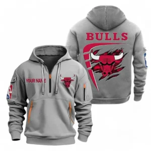 Chicago Bulls NBA Hoodie Half Zipper NBA07010224892, Gift For Fan Chicago Bulls - Gray