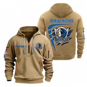 Dallas Mavericks NBA Hoodie Half Zipper NBA07010224894, Gift For Fan Dallas Mavericks - Khaki