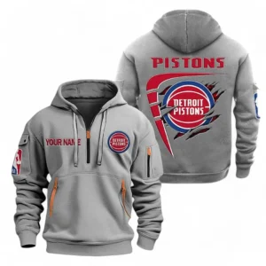 Detroit Pistons NBA Hoodie Half Zipper NBA07010224896, Gift For Fan Detroit Pistons - Gray