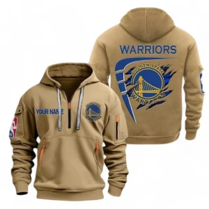 Golden State Warriors NBA Hoodie Half Zipper NBA07010224897, Gift For Fan Golden State Warriors - Khaki