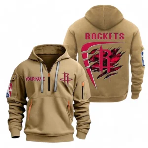 Houston Rockets NBA Hoodie Half Zipper NBA07010224898, Gift For Fan Houston Rockets - Khaki