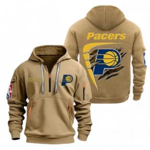 Indiana Pacers NBA Hoodie Half Zipper NBA07010224899, Gift For Fan Indiana Pacers - Khaki