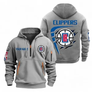 LA Clippers NBA Hoodie Half Zipper NBA07010224900, Gift For Fan LA Clippers - Gray