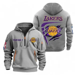 Los Angeles Lakers NBA Hoodie Half Zipper NBA07010224901, Gift For Fan Los Angeles Lakers - Gray