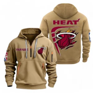 Miami Heat NBA Hoodie Half Zipper NBA07010224903, Gift For Fan Miami Heat - Khaki