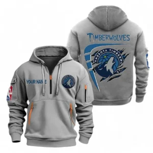Minnesota Timberwolves NBA Hoodie Half Zipper NBA07010224905, Gift For Fan Minnesota Timberwolves - Gray
